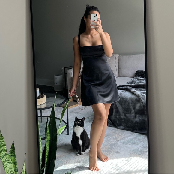 black mini dress fit and flare Toira Black Draped Corset Dress by House of CB